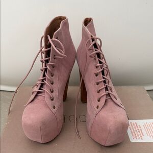 Jeffrey Campbell Pink Lace Up Boots